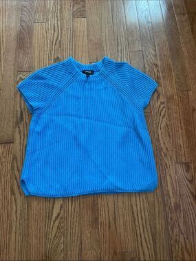 ME+EM Blue Short Sleeve Knit Sweater Women’s Sz Small